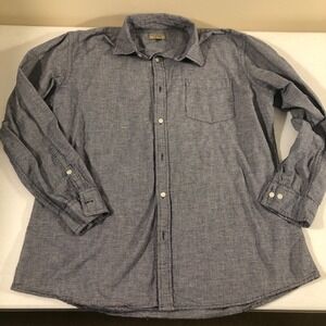 Sonoma Life + Style‎ Mens XL Navy Blue 100% Cotton Shirt Button Up Gingham Check